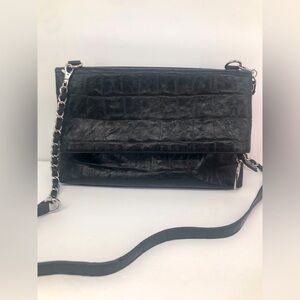 Vegan Leather Convertible Crossbody Fold Over Handbag